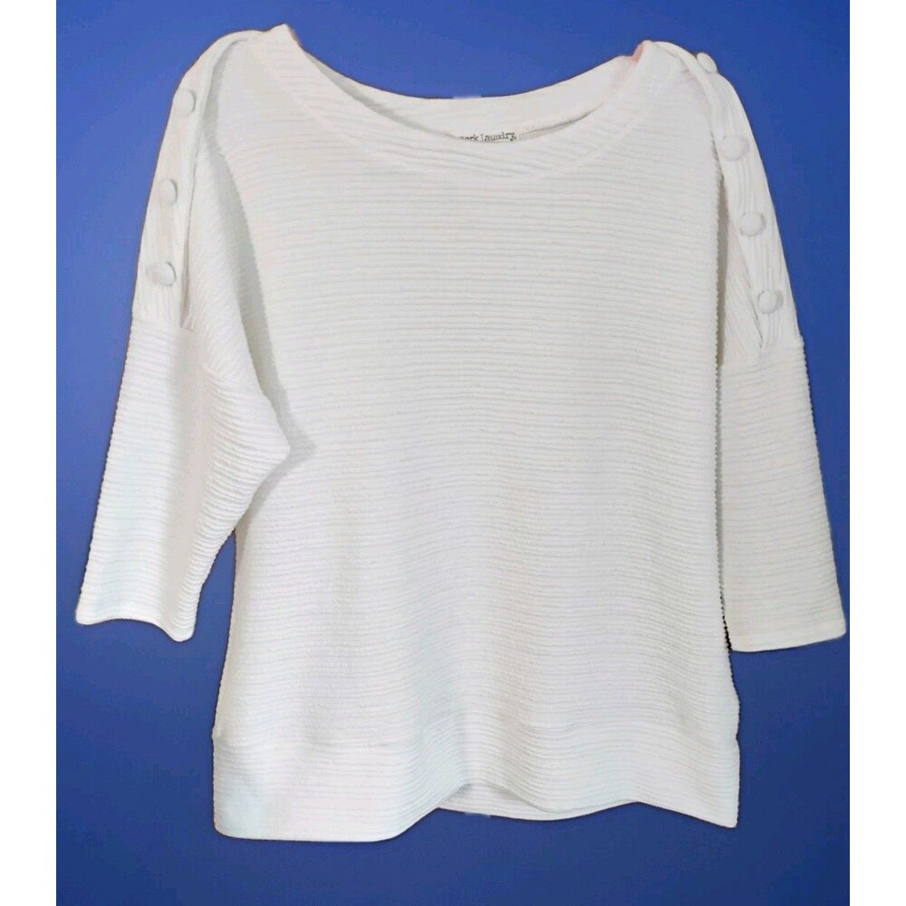 New York Laundry Women's White Ribbed Blouse‎ , Size M
